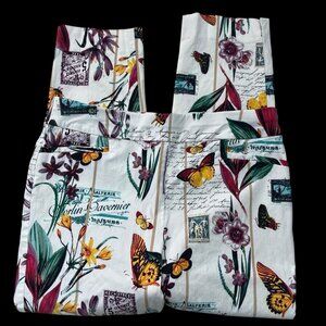 Chico's Pull on stretch floral stamp print crop Pants Women's 1(8)